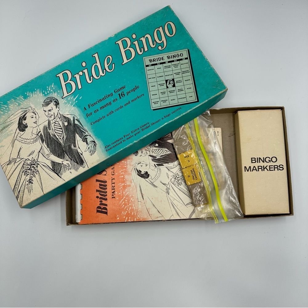 Vintage Retro Bride Bingo Bridal Shower Game 1950-1960's Cards Markers Booklet